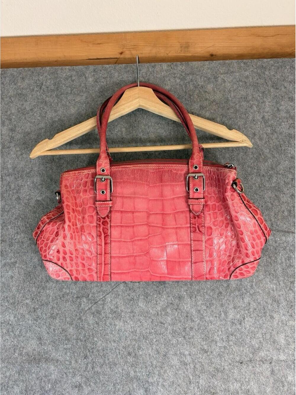 Dooney and Bourke Pink Alligator Crocodile Leather Domed Satchel Nile Collection